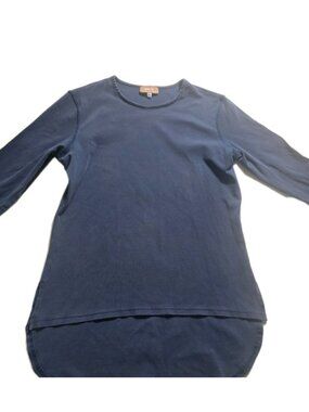 Birch Top Womens Medium Blue 3/4 Sleeve Elbow Patch Casual Preppy Shirt. HL541